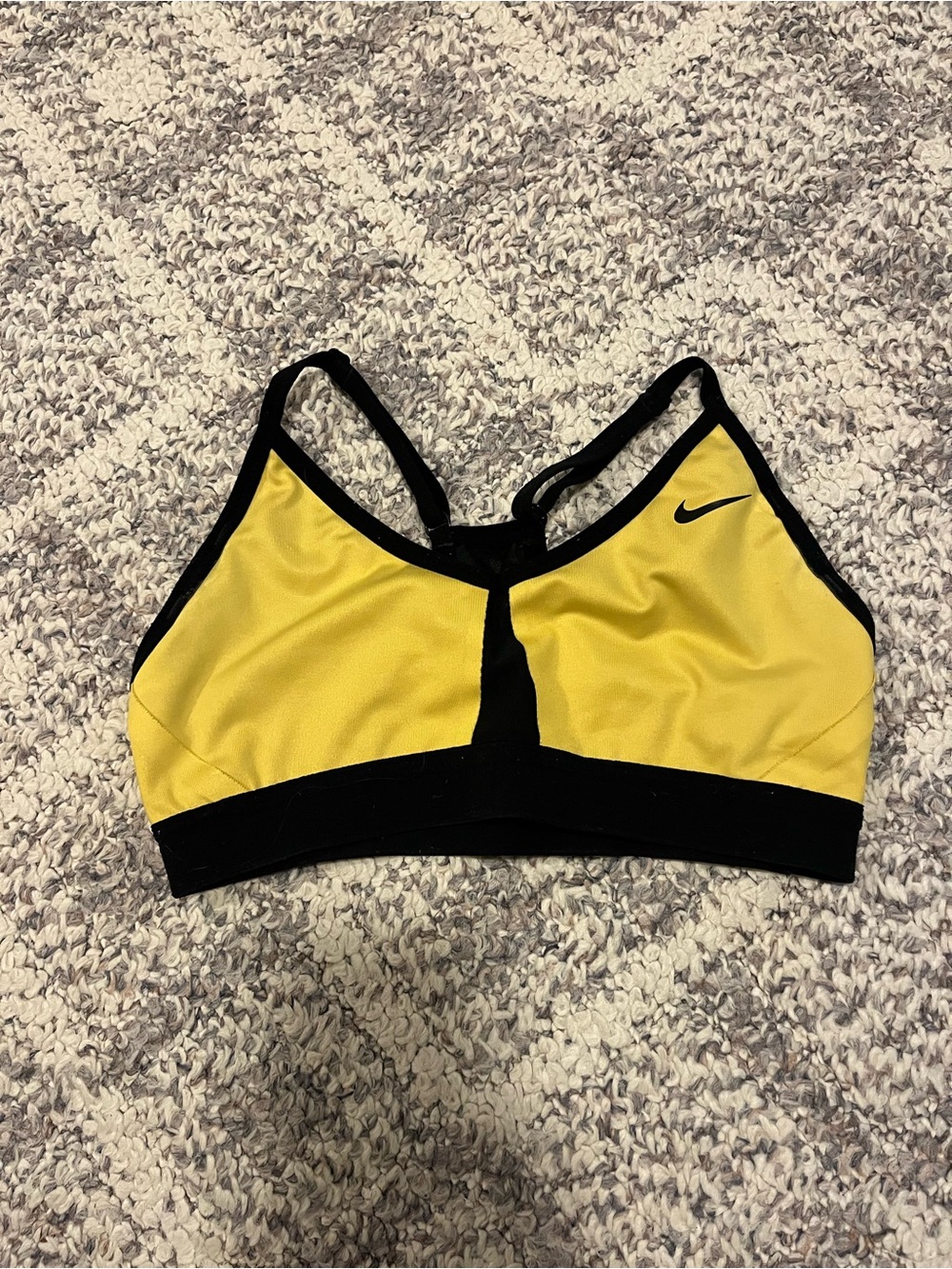 Nike Yellow and Black Medium-Impact Sports Bra